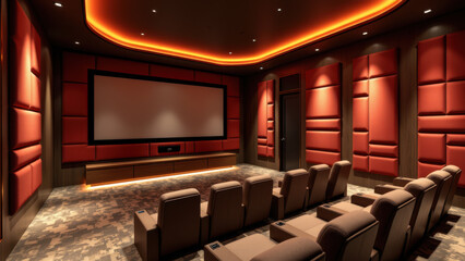 Naklejka premium Modern theater room with acoustic wall panels.
