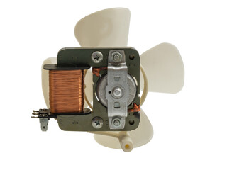 Isolated microwave electric fan with detailed view of components and design features