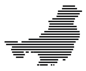 Symbol Map of the City Petershagen (Germany) showing the city with just a few black horizontal lines