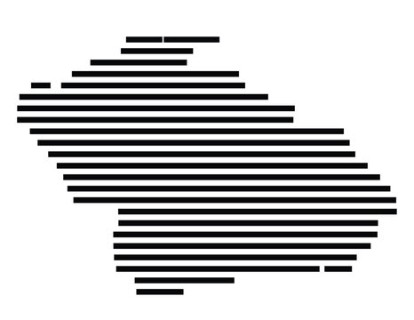 Symbol Map of the City Ostfildern (Germany) showing the city with just a few black horizontal lines