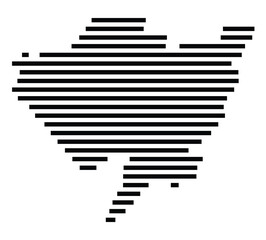 Symbol Map of the City Pirmasens (Germany) showing the city with just a few black horizontal lines