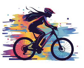 Fototapeta premium girl on bicycle on a white background