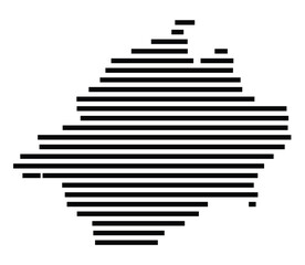 Symbol Map of the City Rheda-Wiedenbrueck (Germany) showing the city with just a few black horizontal lines