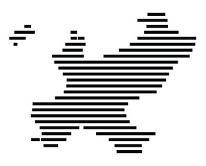 Fototapeta premium Symbol Map of the City Rottweil (Germany) showing the city with just a few black horizontal lines