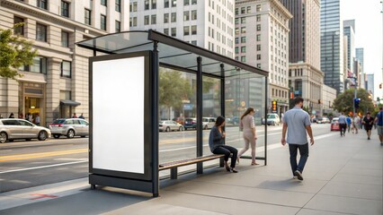 Urban bus shelter ad blank mockup.