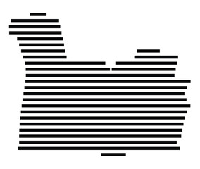 Symbol Map of the City Unterhaching (Germany) showing the city with just a few black horizontal lines