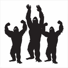 Fototapeta premium Angry Gorilla Silhouette isolated on white background Minimalist gorilla vector shape, Gorilla Silhouette