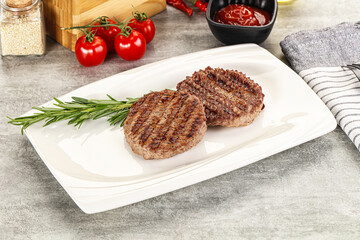 Grilled two beef burger cutlet