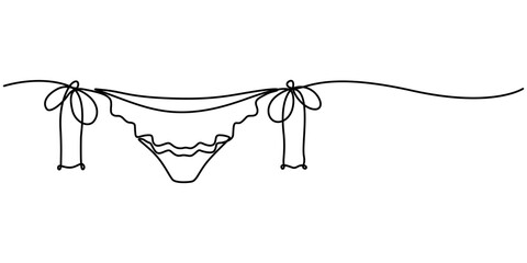 Continuous line drawing of women's panties. One line drawing. Single line art. Vector illustration, Vector abstract continuous one single simple line drawing icon of panties in silhouette sketch, pro.