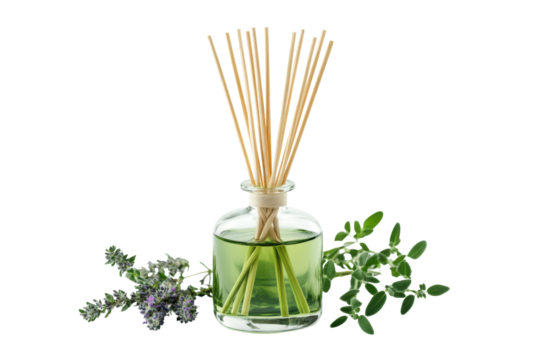 Herbal reed diffuser isolated on transparent or white background, png