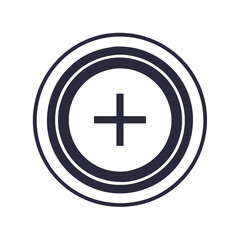 Obraz premium Black outlined plus sign with concentric circles