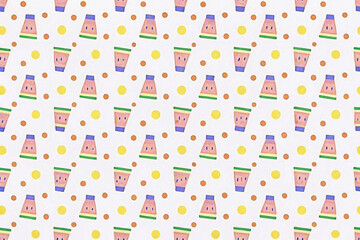 Obraz premium Cute watermelon drink cups pattern