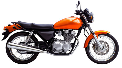 Fototapeta premium Orange motorcycle isolated on transparent background with clipping path