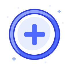 Fototapeta premium Blue glowing plus symbol with abstract details