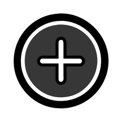 Obraz premium Black and white bold plus symbol with thick border
