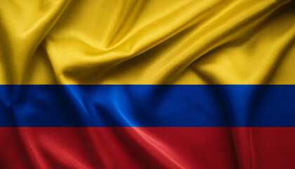 Naklejka premium National flag of Colombia, silk fabric. Banner for celebrating Independence Day.