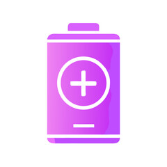 Obraz premium Purple battery icon with plus symbol