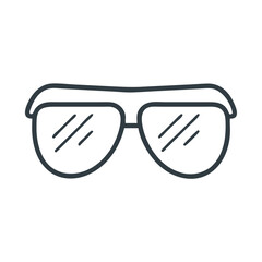 Fototapeta premium Blue outline sunglasses with reflection icon