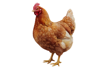 A Close-Up View of a Domesticated Rhode Island Red Hen Isolated, Transparent Background, Cutout, No Shadows, PNG Clipart