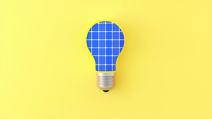 Energy Innovation: A stylized depiction of a light bulb infused with a solar panel grid, signifying renewable energy and innovative solutions