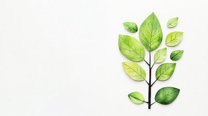 Aesthetic Greenery: A collection of green leaves forming a branch, a symbol of renewal, growth, and environmental consciousness. The image is a simple yet striking composition.