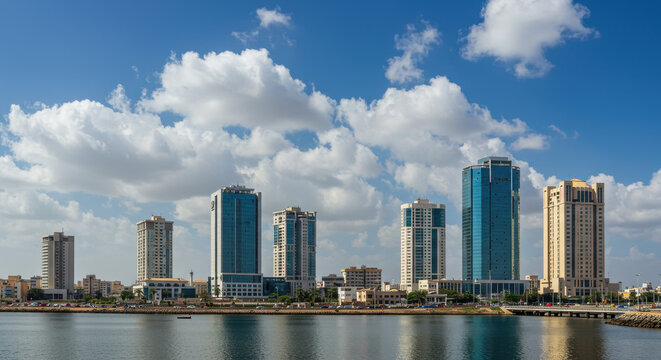 Tripoli Skyline: Libya's Urban Beauty - Modern Architecture, Waterfront View & Blue Sky! Explore the Cityscape Today.
