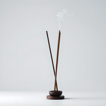 Incense sticks in a stand. Minimalistic isolated high definition image