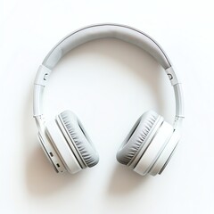 White Wireless Headphones on White Background for Music and Audio