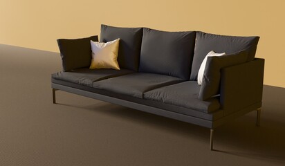 Sofa in an empty room Sofa Modern 3D illustration