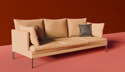 Sofa in an empty room Sofa Modern 3D illustration
