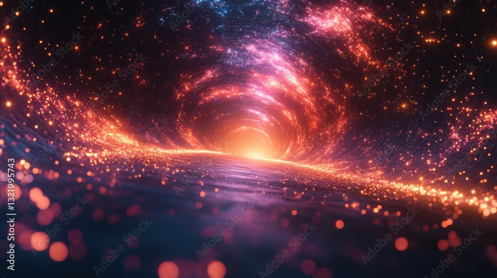 Aufkleber vibrant abstract tunnel glowing with radiant light, showcasing a mesmerizing journey through space a