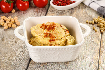 Natural chickpea hummus with paprika