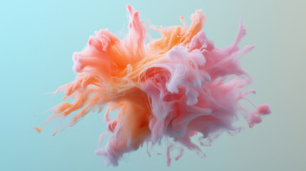 Colorful abstract explosion of pink and orange hues creating a vibrant cloud formation in a soft pastel background Generative AI