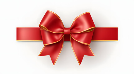 A red ribbon with gold trim