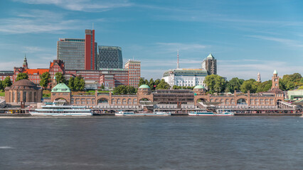Skyline timelapse of St. Pauli Piers in Hamburg, Germany