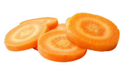 Sliced carrots showing vivid orange color on transparent background
