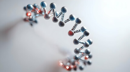 3D Render Of A Microscopic Molecular Structure With Interconnected Atoms In A Circular Formation Against A White Background With Depth Of Field