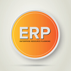ERP - Enterprise Resource Planning vector structure module  concept infographics in circle Orange gradient