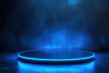 Blue technology background with neon light and empty space for text blue frame border design concept of futuristic digital screen or game interface 