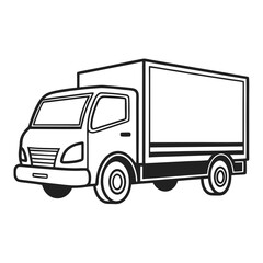 sleek cargo truck icon in minimal line art for modern transport visuals
