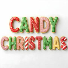 Candy christmas cute 3d text effect with lolipop and snow element