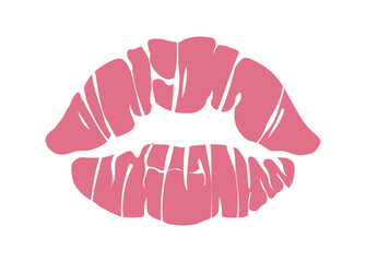 Pink lips imprint illustration. Vector illustration