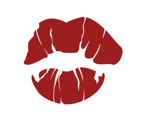 Red lips imprint illustration. Vector illustration