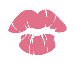 Pink lipstick kiss print vector. Vector illustration