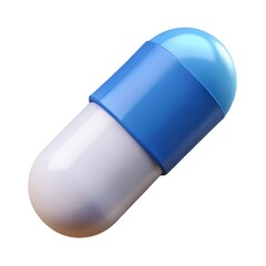 3D Blue and White Capsule Pill Icon. Blue and White Capsule. Capsule Icon.