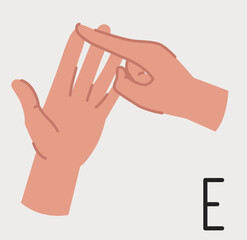 Letter E in sign language. Vector illustration