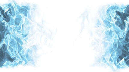 Abstract blue flames design, white background, energy concept, graphic design
