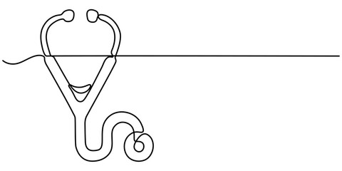 continuous single drawn one line stethoscope freehand drawn picture silhouette, doctors day Continuous one line art drawing of stethoscope vector art illustration, Continuous one line drawing of. 