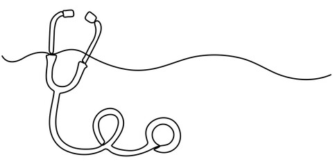 continuous single drawn one line stethoscope freehand drawn picture silhouette, doctors day Continuous one line art drawing of stethoscope vector art illustration, Continuous one line drawing of. 