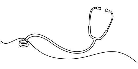 continuous single drawn one line stethoscope freehand drawn picture silhouette, doctors day Continuous one line art drawing of stethoscope vector art illustration, Continuous one line drawing of. 